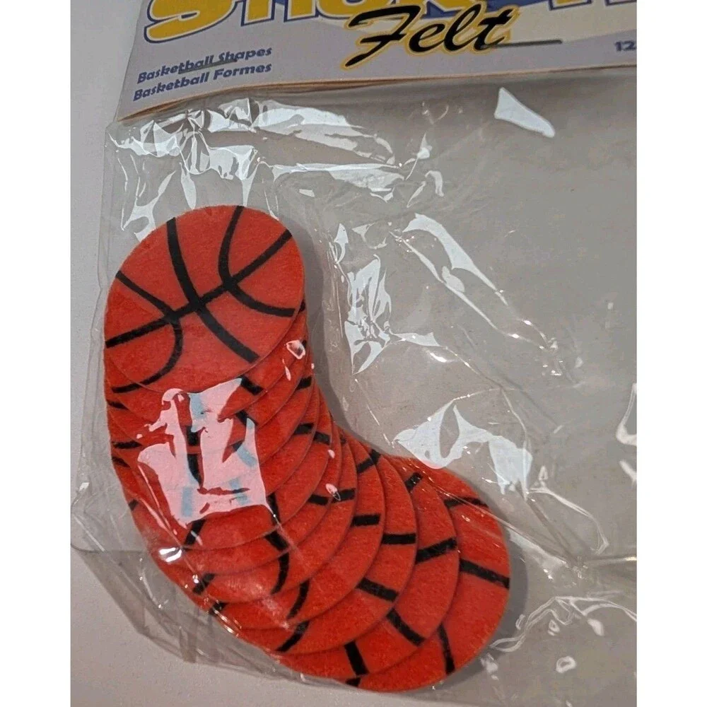 Stick-It Felt Basketball Shapes 12pc Adhesive Backed Sports Lover Craft Supplies